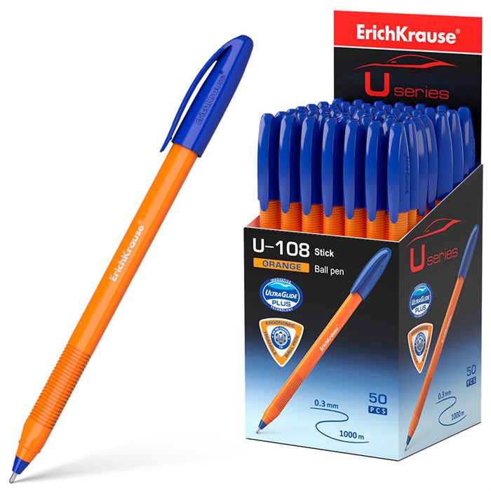 Ручка шариковая синяя U-108 Stick Orange 1.0, Ultra Glide Technology 47582 /Erich Krause/ 889-850