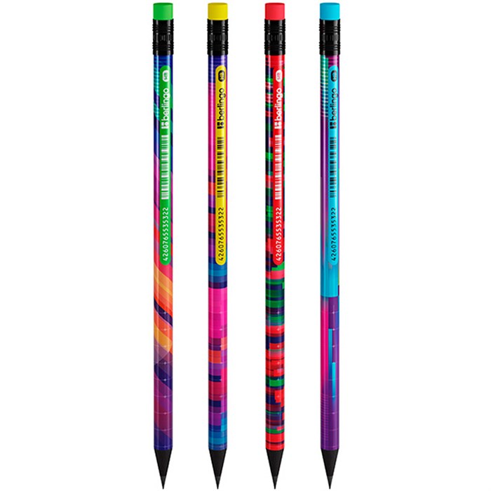 Карандаш ч/гр Berlingo "Glitch" HB, круглый, заточен., ассорти 352441 889-392