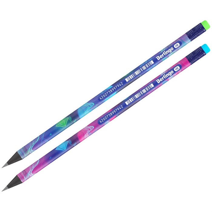 Карандаш ч/г НВ Retro Future с ластиком ассорти 338527 Berlingo 991-860