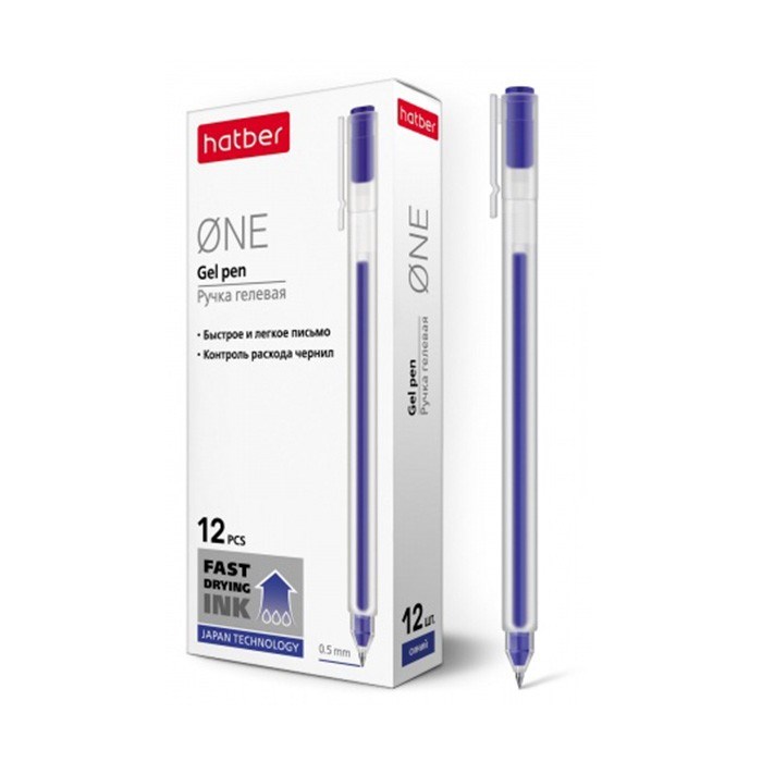 Ручка гелевая синяя One 0,5 мм. чернила fast dry GP_058627 Hatber 792-030