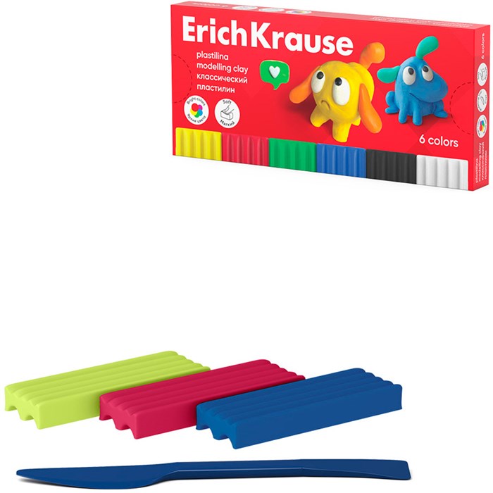 Пластилин 6цв со стеком Jolly Friends 61344 /Erich Krause/. 889-675