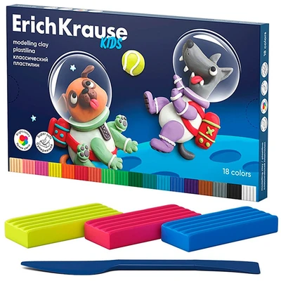 Пластилин 18цв со стеком Kids Space Animals 61334 /Erich Krause/. 889-674