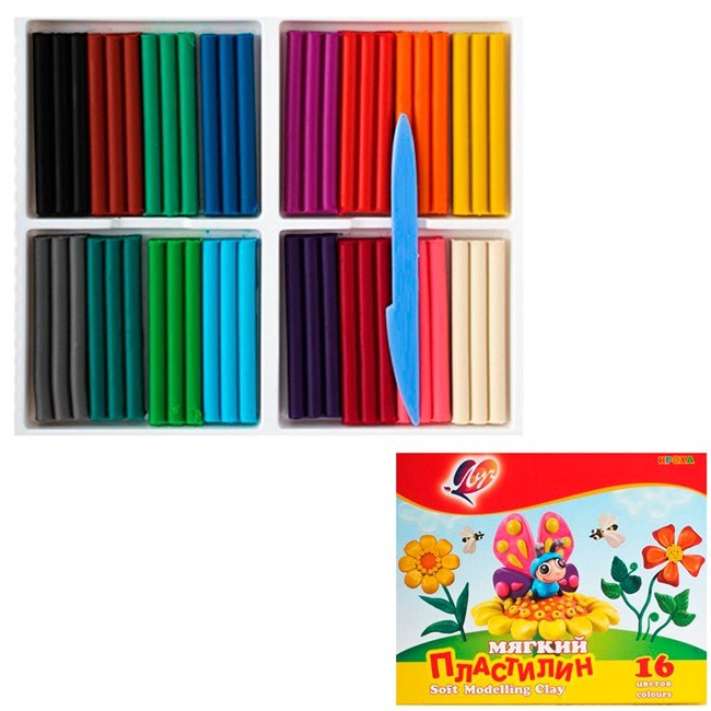 Пластилин 16цв Кроха 240/264 гр.со стеком 28С 1646-08 /ЛУЧ/ 691-093