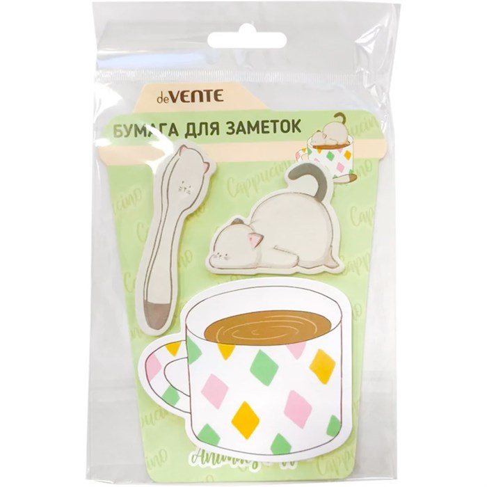 Набор клейкой бумаги для заметок "deVENTE. Animals Coffee. Cat" 3x20 листов ассорти 2010414 909-563