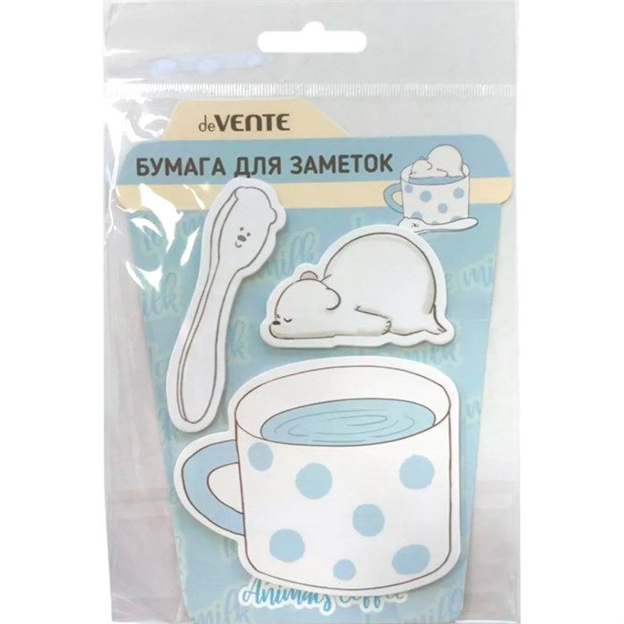 Набор клейкой бумаги для заметок "deVENTE. Animals Coffee. Bear" 3x20 листов ассорти 2010412 909-562