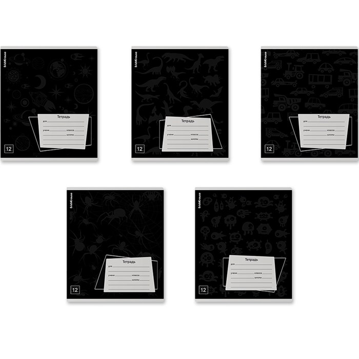 Тетрадь 12 л. линейка ErichKrause Black Pattern 60535 889-603