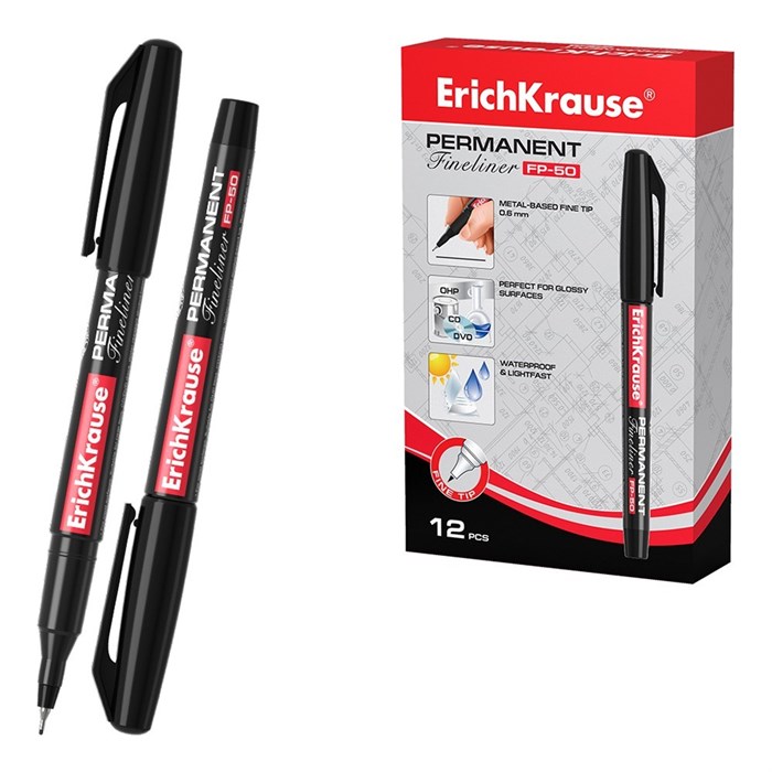 Линер черный перманентный ErichKrause FP-50 37068 910-373