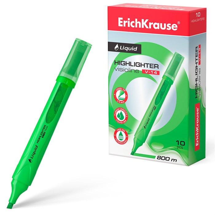 Текстовыделитель зеленый Liquid Visioline V-14 Neon 56028 /Erich Krause/ 887-110
