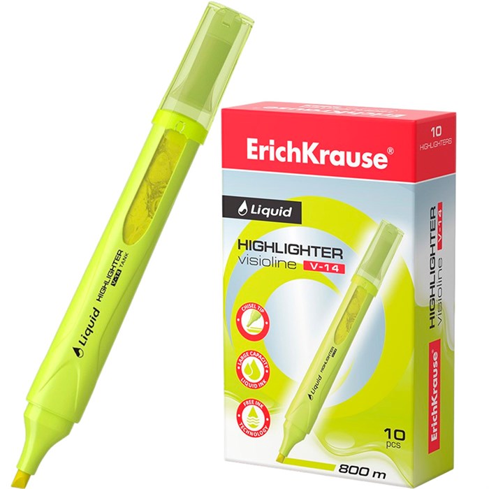 Текстовыделитель желтый Liquid Visioline V-14 Neon 56027 /Erich Krause/ 887-109