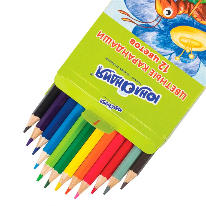 Карандаши цветные 12 цветов В гостях у букашек Юнландия 181378 891-878