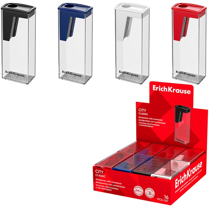 Точилка пластик City, Classic, с контейнером ассорти 60021 ErichKrause 898-301