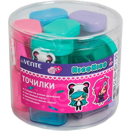 Точилка "deVENTE. NicoNico:-)" 2 отверстия разных диаметров, с контейнером 8031300 909-622