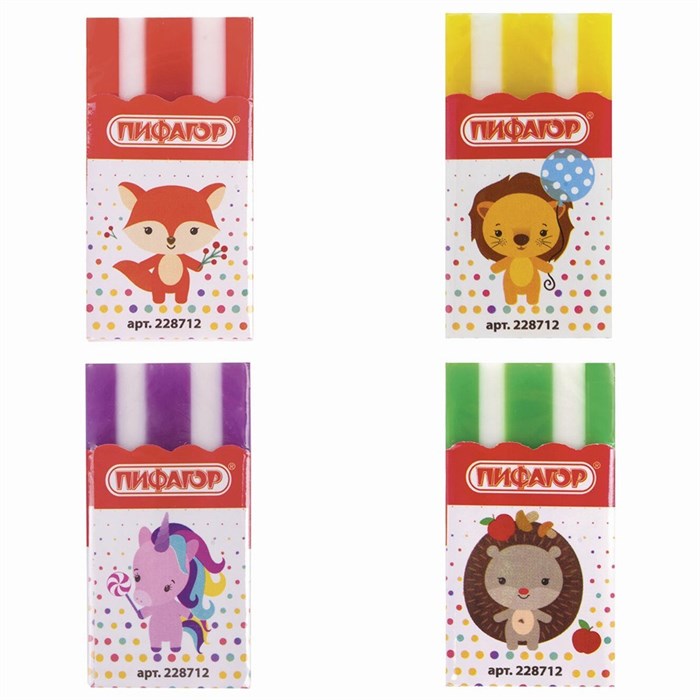Ластик Эники-беники ассорти Пифагор 228712 991-931