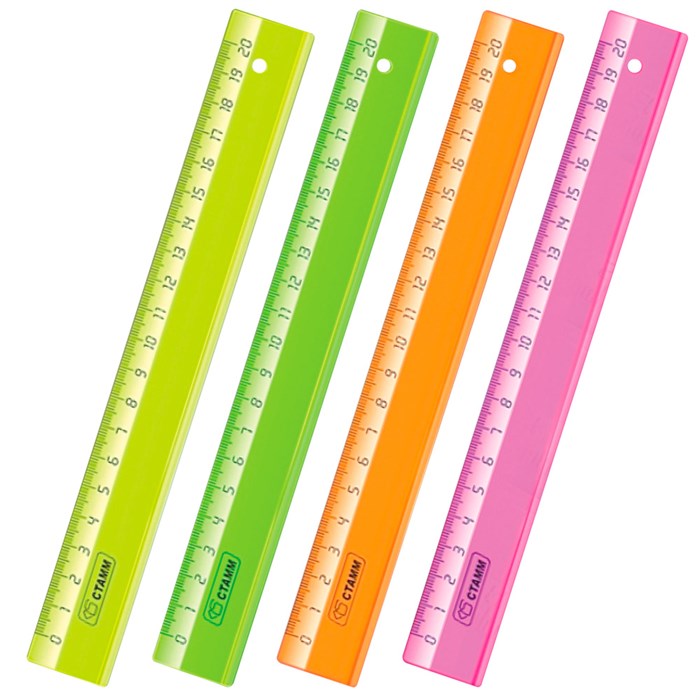 Линейка 20см Стамм "Neon Crystal", пластиковая, ассорти ЛН12 083877 891-230