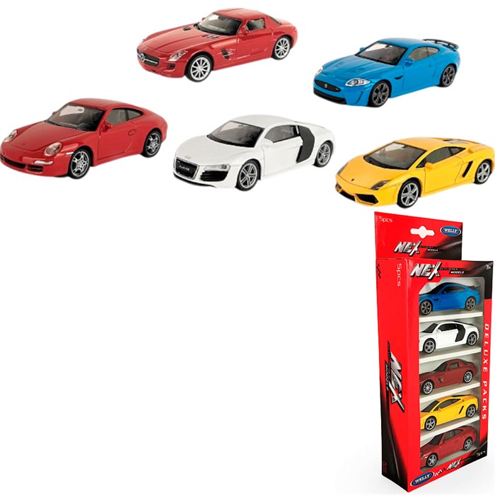 Модель 1:43 Набор Lambo Gallardo, Porsche 911, Audi R8, Merc SLS, Jag XK, 5 шт. 44000-5SG(B) 439-487