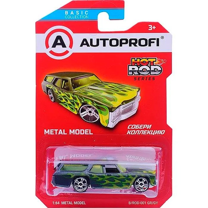 Модель 1:64 Серия HOT ROD CARS зелён./серый B/ROD-001 GR/GY 439-246