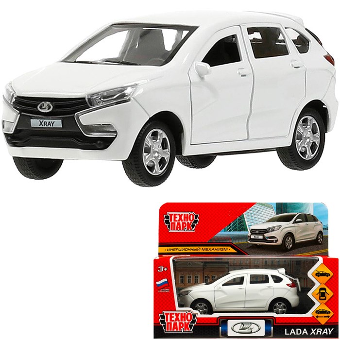 Модель XRAY-12-WH LADA XRAY длина 12 см, двери, багаж, инерц, белый Технопарк в кор. 439-770