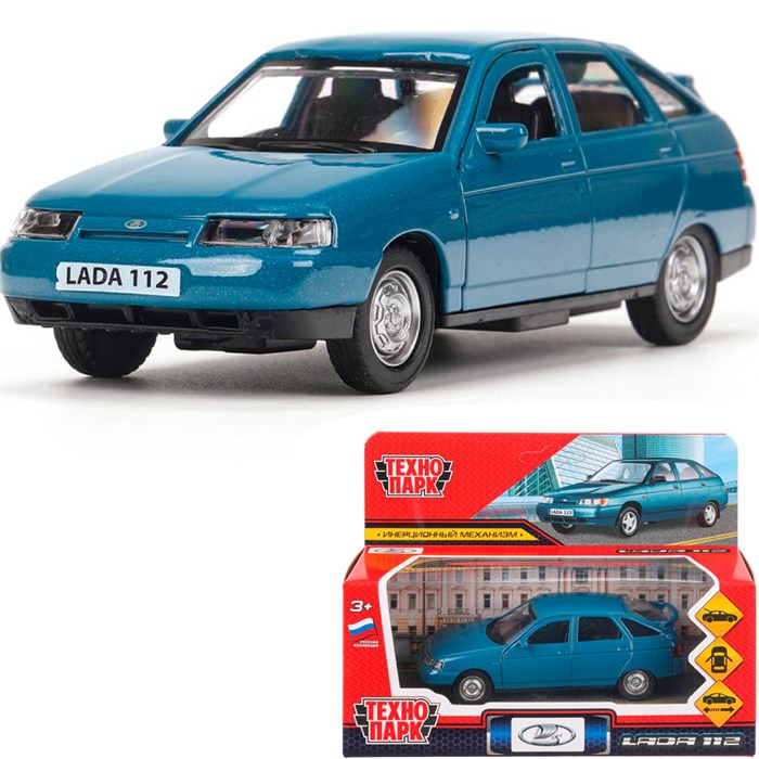Модель 2112-12-BGR-WOD ВАЗ-2112 12 см, двери, багаж, сине-зеленый Технопарк в кор. 439-759