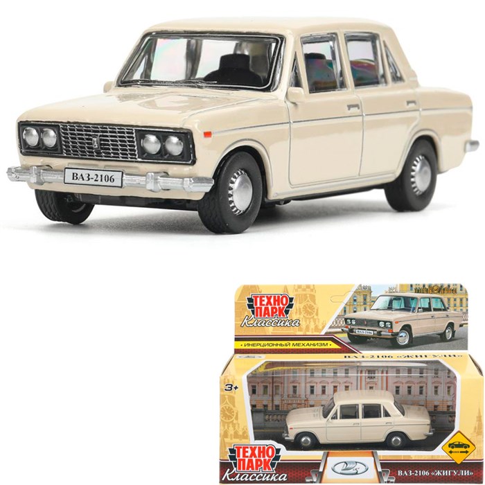 Модель 2106-11-BG Lada 2106 длина 10,5 см, инерц, бежевый Технопарк  в коробке 439-743