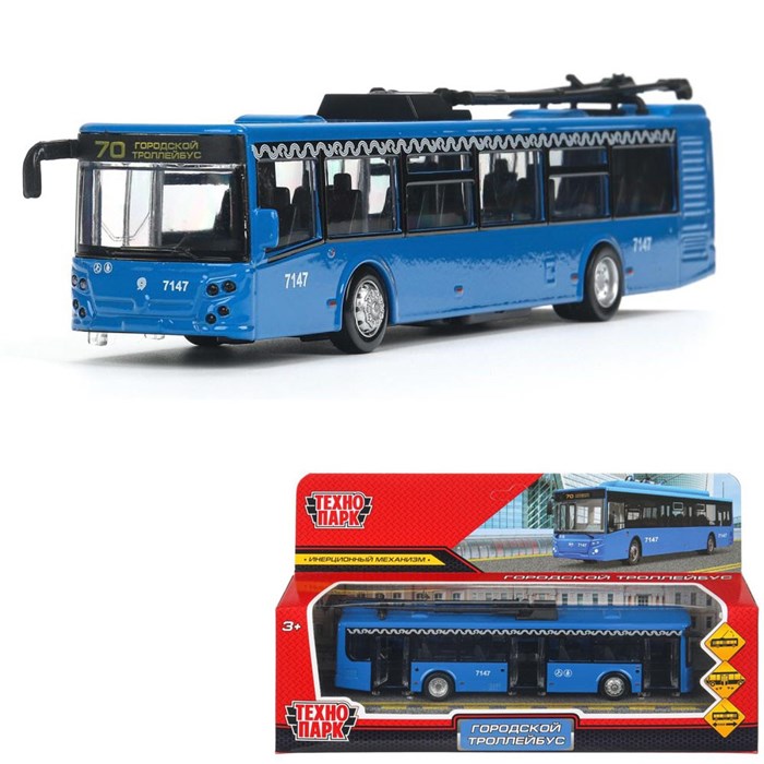 Модель TROLL-18MOS-BU ТРОЛЛЕЙБУС МЕТРОПОЛИТЕН 18 см синий Технопарк в коробке 439-728