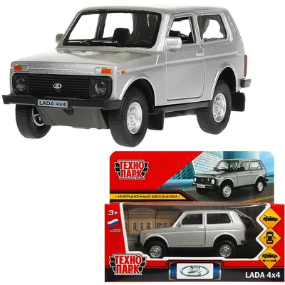 Модель LADA4X4-12-SR LADA 4x4 12 см, двери, багаж, инерц, серебр Технопарк  в кор. 439-691