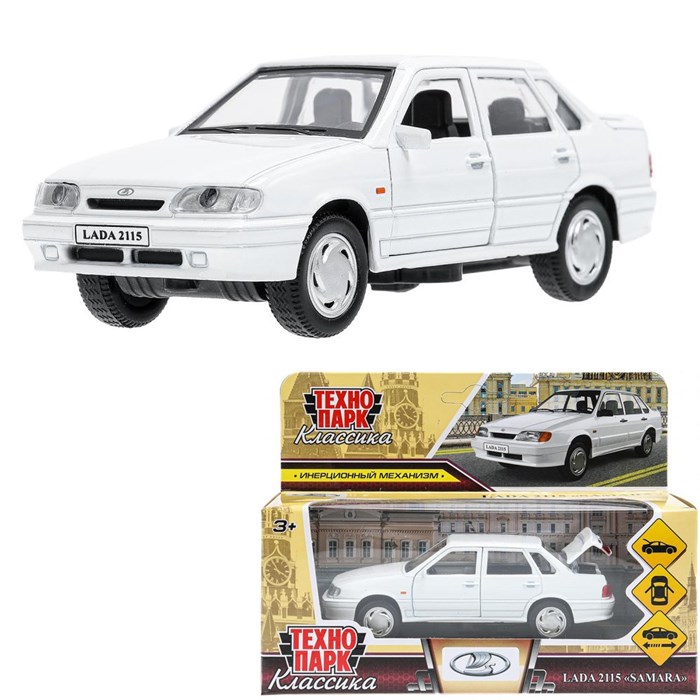 Модель 2115-12-WH ВАЗ-2115 Самара длина 12 см,двери,белый Технопарк  в кор. 439-697