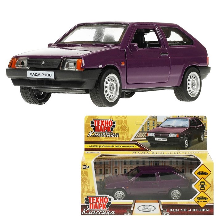 Модель 2108-12-PRP LADA-2108 "СПУТНИК" 12 см, двери, багаж, баклажан Технопарк в кор. 439-673