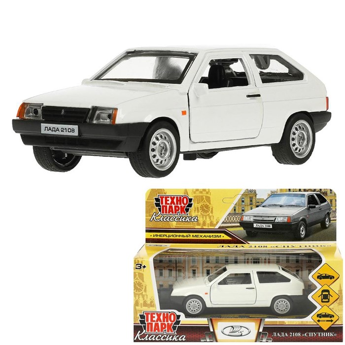 Модель 2108-12-WH LADA-2108 "СПУТНИК" 12 см, двери, багаж, белый Технопарк в кор. 439-686