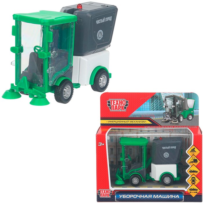 Модель VACCAR-11-GN Уборочная машина 11 см, двери, багаж, зеленый Технопарк  в кор. 439-649