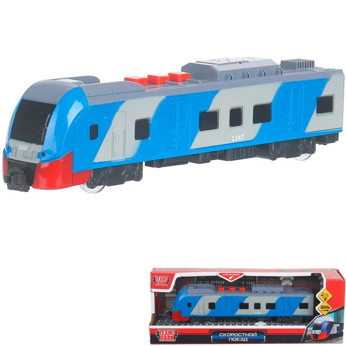 Модель ELTRAINLAST-20PL-BUGY Скоростной поезд 20 см,3 кноп, синий Технопарк  в кор. 439-648