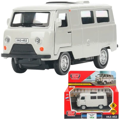 Модель UAZ452-11-SR Уаз-452 "буханка" 10,5 см, дв, инерц, серебристый Технопарк  в кор. 439-611