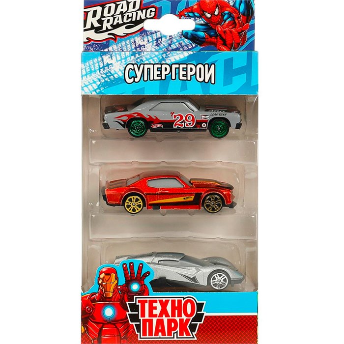 Модель RR-SET-418-R ROAD RACING набор супергерои 7,5 см, 3 шт Технопарк  в коробке 439-379