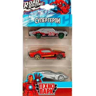 Модель RR-SET-418-R ROAD RACING набор супергерои 7,5 см, 3 шт Технопарк  в коробке 439-379