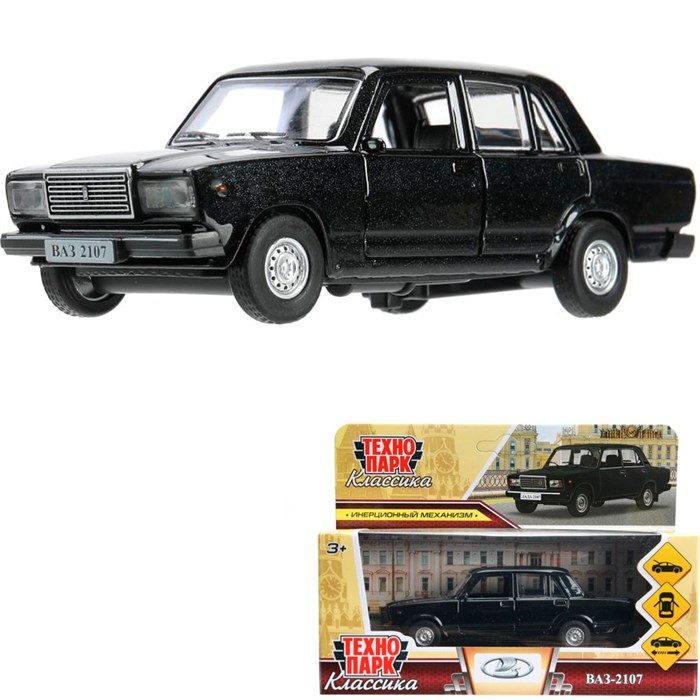 Модель 2107-12-BK ваз-2107 12 см, двери, багаж, инерц, черный, Технопарк  в кор. 439-265