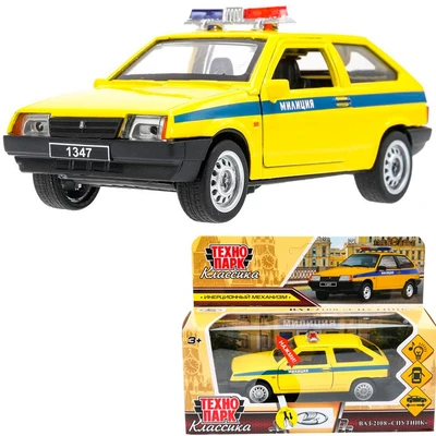Модель 2108-12-SLPOL-YE LADA-2108 "СПУТНИК" ПОЛИЦИЯ 12 см Технопарк в коробке 439-106