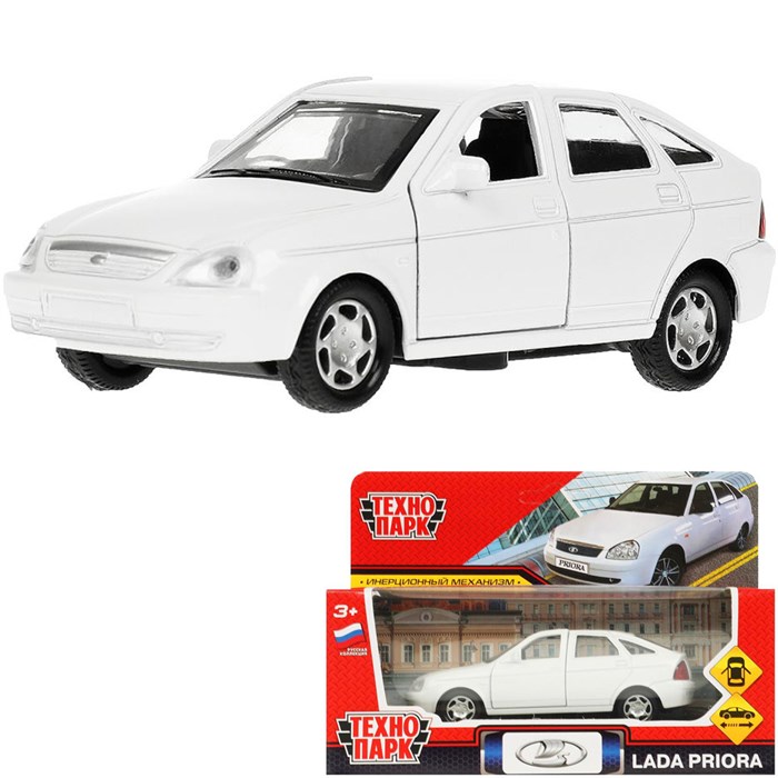 Модель PRIORA-12-WH LADA PRIORA 12 см, двери, багаж, инерц, белый Технопарк  в коробке 238-993