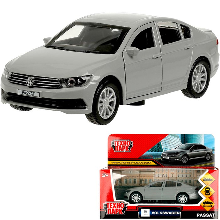 Модель PASSAT-12-GY VOLKSWAGEN PASSAT 12 см, двер, багаж, инерц, темно-серый Технопарк  в коробке 438-994