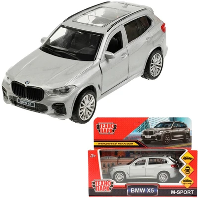 Модель X5-12-SR BMW X5 M-SPORT 12 см, двери, багаж, инерц, серебристый Технопарк  в коробке 438-902