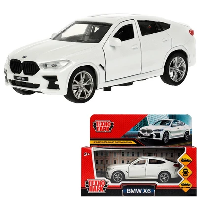 Модель X6-12-WH BMW X6 длина 12 см, двери, багаж, инер, белый Технопарк  в коробке 438-900