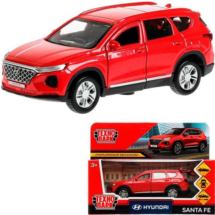 Модель SANTAFE2-12-RD HYUNDAI SANTAFE длина 12 см, двери, багаж, инер, красный Технопарк в коробке /72/ 438-774