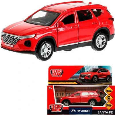 Модель SANTAFE2-12-RD HYUNDAI SANTAFE длина 12 см, двери, багаж, инер, красный Технопарк в коробке /72/ 438-774