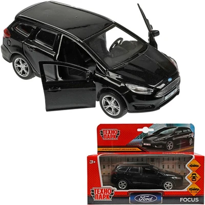 Модель FOCUSSW-12-BK FORD FOCUS TURNIER длина 12 см, двер, баг, инерц, черный Технопарк в коробке /72/ 438-737
