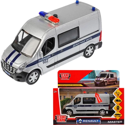 Модель MASTER-14SLPOL-SR RENAULT Master ПОЛИЦИЯ 14 см, двер,серебрист Технопарк в коробке 438-351