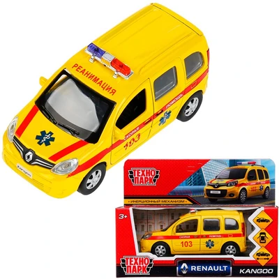 Модель KANGOO-12AMB-YE RENAULT KANGOO Реанимация желтый Технопарк  в коробке 340-606