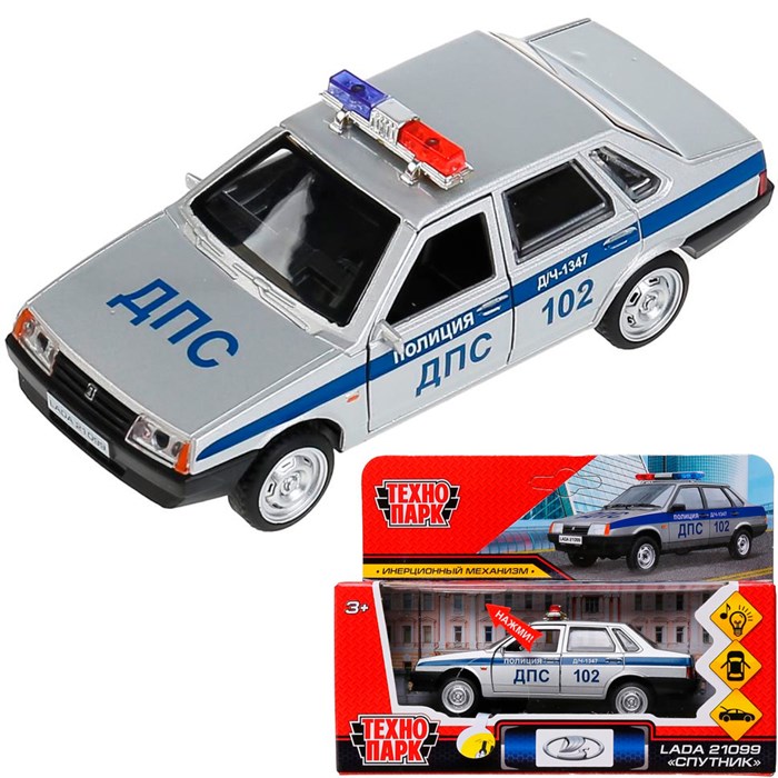 Модель 21099-12SLPOL-SR LADA-21099 Спутник Полиция Технопарк в коробке 340-577