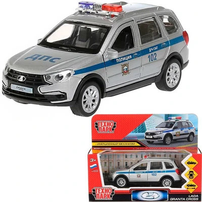 Модель GRANTACRS-12POL-SR Lada Granta Cross 2019 Полиция серебристый Технопарк  в коробке 340-470