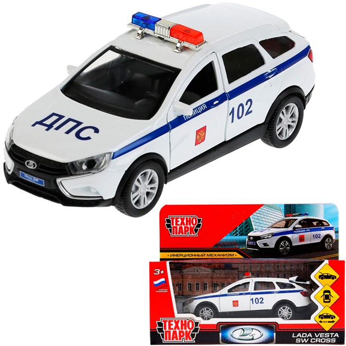 Модель VESTACROSS-12POL-WH LADA Vesta sw cross полиция. Технопарк  в коробке 340-270
