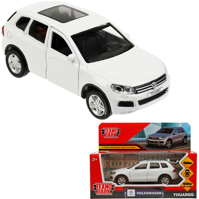 Модель TOUAREG-12-WH VOLKSWAGEN TOUAREG 12 см, двери, багаж, инерц, белый Технопарк в кор. 438-821