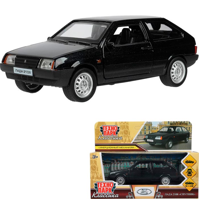 Модель 2108-12-BK-WOD LADA -2108 "Спутник", 11,7 см, двери, баг., ин., черный Технопарк в кор. 439-600