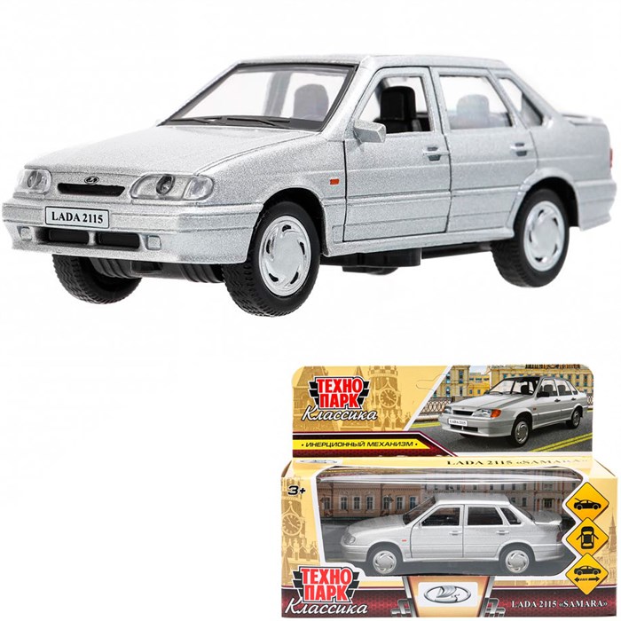 Модель 2115-12-SRGY ваз-2115 "самара" длина 12 см,двери,серебристо-серый Технопарк в кор. 439-594